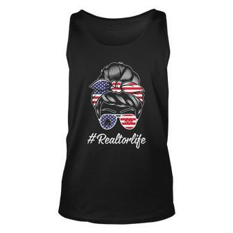 Messy Bun Realtor Life 4Th Of July Plus Size Shirt For Mom Girl Unisex Tank Top - Monsterry AU