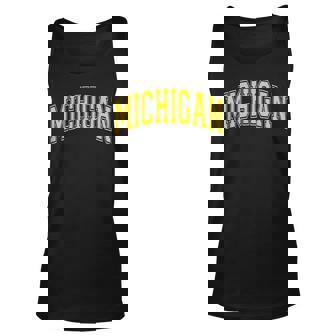 Michigan Mi Varsity Style Maize Font Men Women Tank Top Graphic Print Unisex - Thegiftio