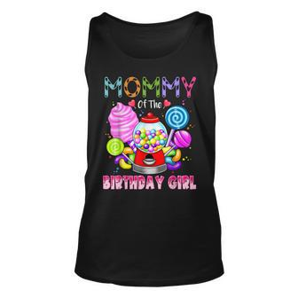 Mommy Of The Birthday Girl Candyland Candy Birthday Party Unisex Tank Top - Seseable