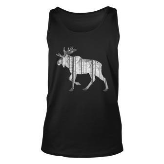 Moose Forest Silhouette Grey Style Tshirt Unisex Tank Top - Monsterry