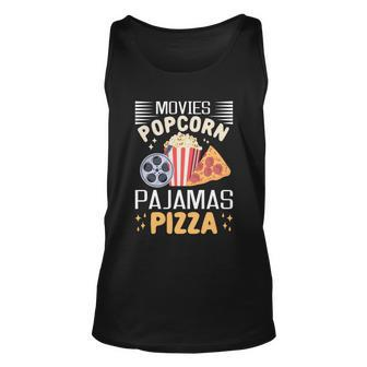 Movies Popcorn Pajamas Pizza Movie Evening Lover Gift Unisex Tank Top - Monsterry