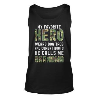 My Favorite Hero Wears Combat Boots-Proud Army Grandma Army Unisex Tank Top - Thegiftio UK