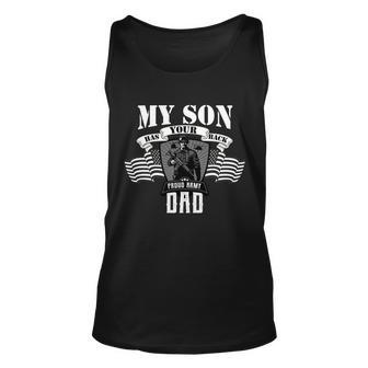 My Son Has Your Back Proud Army Dad Usa Tshirt Unisex Tank Top - Monsterry DE