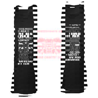 Never Underestimate An Old Man Who Defended Your Country Us Navy Veteran Unisex Tank Top - Thegiftio UK