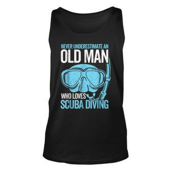 Never Underestimate An Old Man Who Love Scuba Diving For Dad Men Women Tank Top Graphic Print Unisex - Thegiftio UK