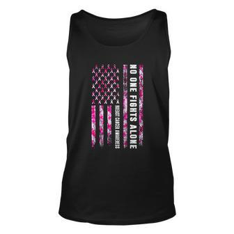 No One Fight Alone American Flag Breast Cancer Awareness Meaningful Gift Unisex Tank Top - Monsterry DE