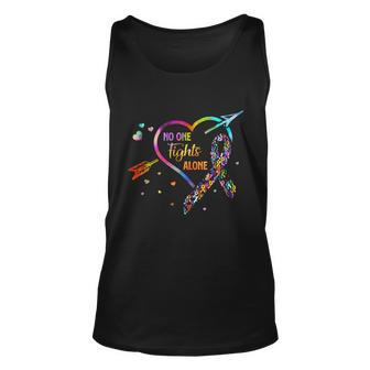 No One Fight Alone Arrow Heart Fight Cancer Ribbon Meaningful Gift Unisex Tank Top - Monsterry