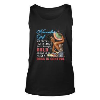 November Girl Scorpio Birthday Gift Melanin Afro Queen Women V2 Unisex Tank Top | Seseable UK