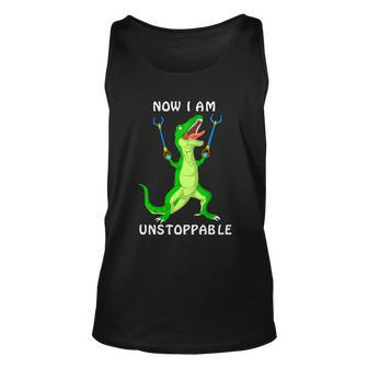 Now I Am Unstoppable Dinosaur Unisex Tank Top - Monsterry