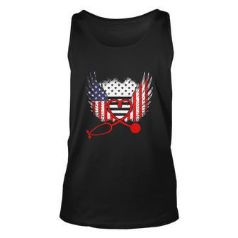 Nurse Wings Usa Flag For 4Th Of July Unisex Tank Top - Monsterry AU