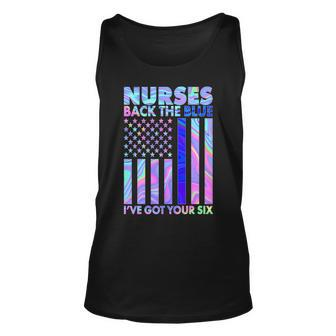 Nurses Back The Blue Ive Got Your Six Us Flag Unisex Tank Top - Monsterry
