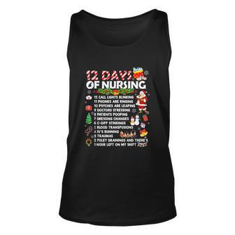 Nurses Merry Christmas Funny 12 Days Of Nursing Xmas Women Unisex Tank Top - Monsterry