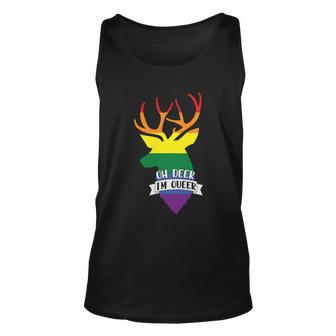 Oh Deer Im Queer Lgbt Gay Pride Lesbian Bisexual Ally Quote Unisex Tank Top - Monsterry