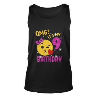 Omg Its My 9Th Birthday Girl Cute 9 Yrs Old Birthday Party Unisex Tank Top - Thegiftio UK