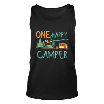 One Happy Camper First Birthday Gift Camping Matching Gift Unisex Tank Top - Monsterry