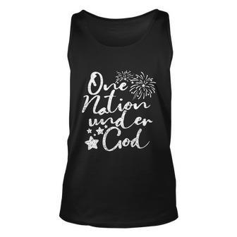 One Nation Under God Fire Work 4Th Of July Unisex Tank Top - Monsterry DE