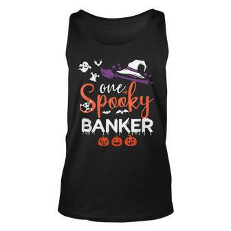 One Spooky Banker Funny Banker Halloween Witch Costume Ideas Unisex Tank Top - Seseable