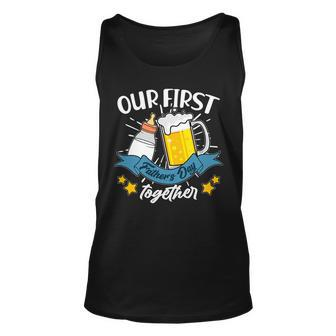 Our First Fathers Day Together Baby Bottle Beer Mug Unisex Tank Top - Monsterry UK