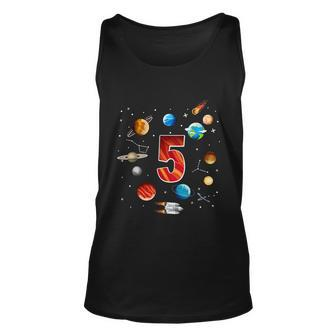 Outer Space 5 Years Old 5Th Birthday Boys Planets Astronaut Unisex Tank Top - Monsterry CA