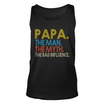Papa Man Myth The Bad Influence Retro Tshirt Unisex Tank Top - Monsterry UK