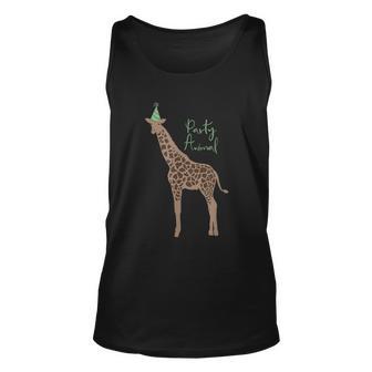 Party Animal Giraffe Birthday Funny Gift Giraffe Birthday Funny Gift Graphic Design Printed Casual Daily Basic Unisex Tank Top - Thegiftio UK