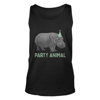 Party Animal Hippo Birthday Gift Funny Hippo Birthday Gift Unisex Tank Top - Monsterry