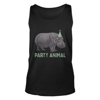 Party Animal Hippo Birthday Hippo Birthday Unisex Tank Top - Monsterry