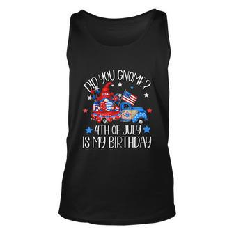 Patriotic American Flag 4Th Of July Birthday Gnome Truck Cute Gift Unisex Tank Top - Monsterry AU
