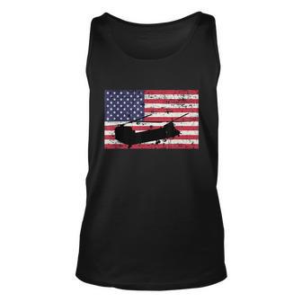 Patriotic Ch47 Chinook Helicopter American Flag Great Gift Unisex Tank Top - Monsterry