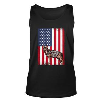 Patriotic German Shepherd American Flag Grunge Dog Lover Gift Unisex Tank Top - Monsterry AU
