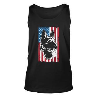 Patriotic German Shepherd Dog Lovers American Flag Great Gift Unisex Tank Top - Monsterry