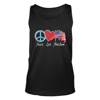 Patriotic Retro Peace Love Freedom Usa Flag 4Th Of July Unisex Tank Top - Monsterry AU