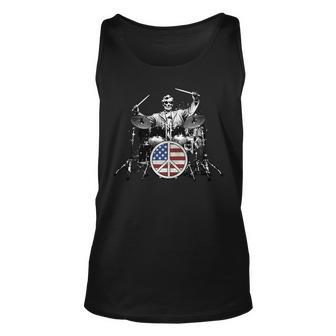 Patriotic Rock Abraham Lincoln Drums Tshirt Unisex Tank Top - Monsterry CA