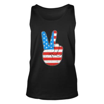Peace Hand Sign For 4Th Of July American Flag Unisex Tank Top - Monsterry AU