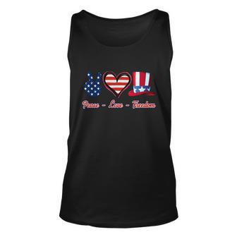 Peace Love Freedom Flag Usa 4Th Of July Unisex Tank Top - Monsterry UK