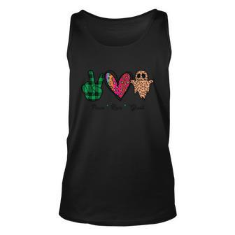 Peace Love Ghost Halloween Quote Unisex Tank Top - Monsterry