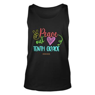 Peace Out Tenth Grade Graphic Plus Size Shirt For Teacher Female Male Students Unisex Tank Top - Monsterry CA