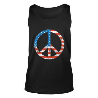 Peace Sign Usa Flag 4Th Of July Unisex Tank Top - Monsterry UK