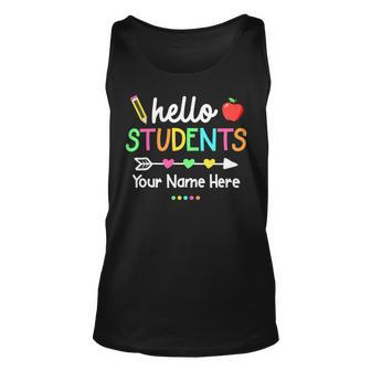 Personalized Teacher Shirt Back To School Hello Students Unisex Tank Top - Seseable