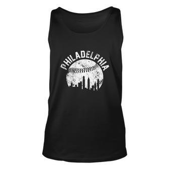 Philadelphia Baseball City Skyline Vintage Tshirt Unisex Tank Top - Monsterry CA