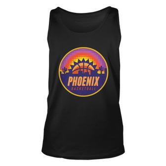 Phoenix Basketball Retro Logo Pixel Sunset Unisex Tank Top - Monsterry AU