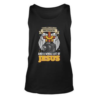 Photography Camera Photographer Cameraman Jesus Christian Meaningful Gift Unisex Tank Top - Monsterry