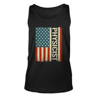 Physics Teacher Physically Usa American Flag Physicist Cool Gift Unisex Tank Top - Monsterry