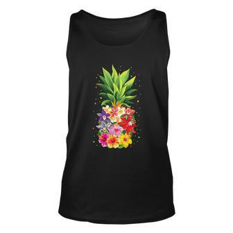 Pineapple Flowers Aloha Hawaii Vintage Hawaiian Floral Women Unisex Tank Top - Monsterry UK