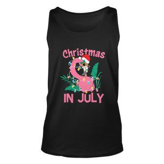 Pink Flamingo In Santa Hat Funny Christmas In July V2 Unisex Tank Top - Monsterry