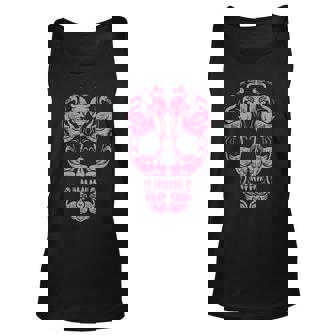 Pink Flamingo Skull Breast Cancer Awareness Halloween Women V2 Men Women Tank Top Graphic Print Unisex - Thegiftio