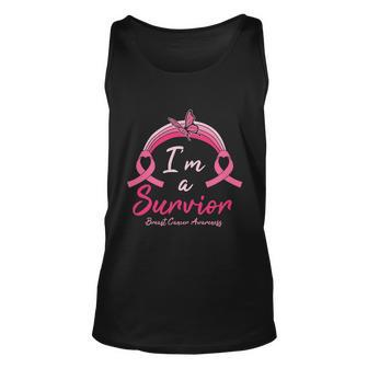 Pink Ribbon Butterfly Heart Im A Survivor Breast Caner Unisex Tank Top - Monsterry CA