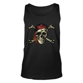 Pirate Skull Crossbones Tshirt Unisex Tank Top - Monsterry