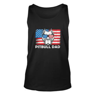 Pitbull Dad American Flag For 4Th Of July Unisex Tank Top - Monsterry AU