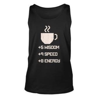 Pixel Coffee Power Up Wisdom Speed Energy Tshirt Unisex Tank Top - Monsterry DE
